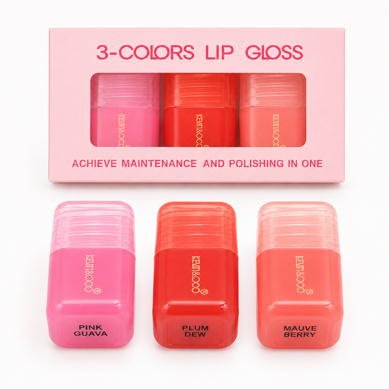 Brillo labial - Lip Gloss Display Set - Pink Guava + Plum Dew + Mauve Berry