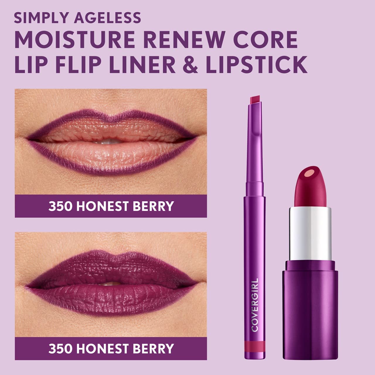 Delineador de labios - CoverGirl Simply Ageless Lip Flip Liner - 350 Honest Berry