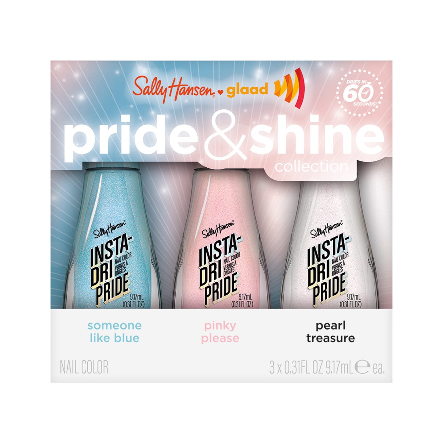 Esmalte - Sally Hansen + GLAAD Pride & Shine Collection (Someone Like Blue + Pinky Please + Pearl Treasure)